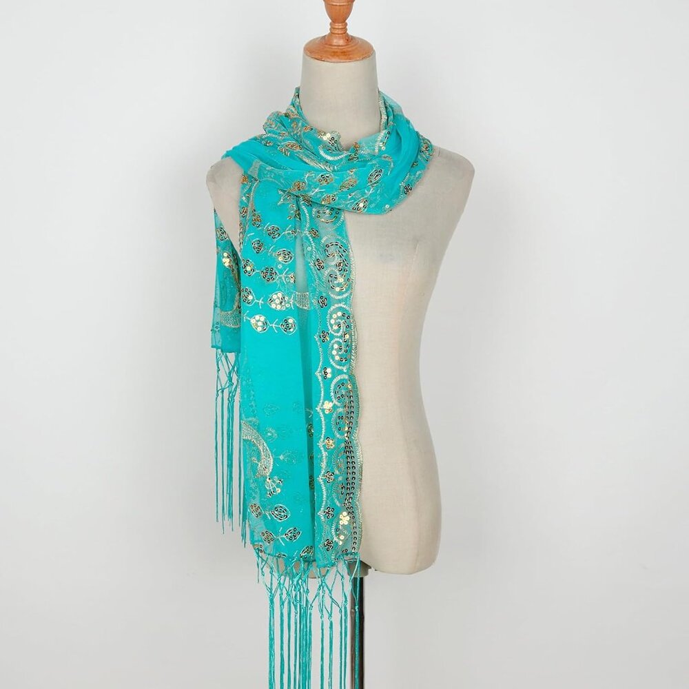 Women's Glittering 1920s Scarf Mesh Sequin Weddin… - image 7